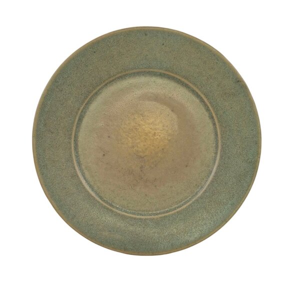 John Shedd Pottery Dinner Plate Green Yellow Art Studio Signed Stoneware - Picture 4 of 10